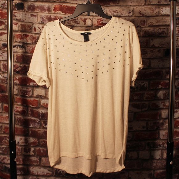 Cream White Top with Rhinestones - Picture 1 of 6